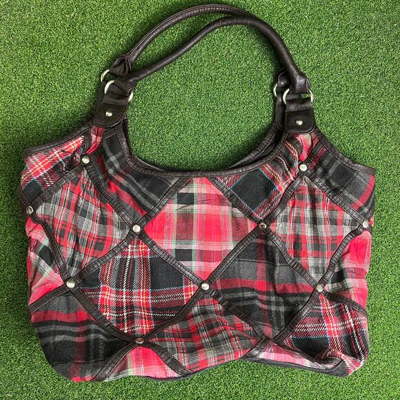 Corduroy Exterior Bags & Handbags Magnetic Tote for Women  Vintage Red Black Plaid Corduroy Magnetic Tote Bag